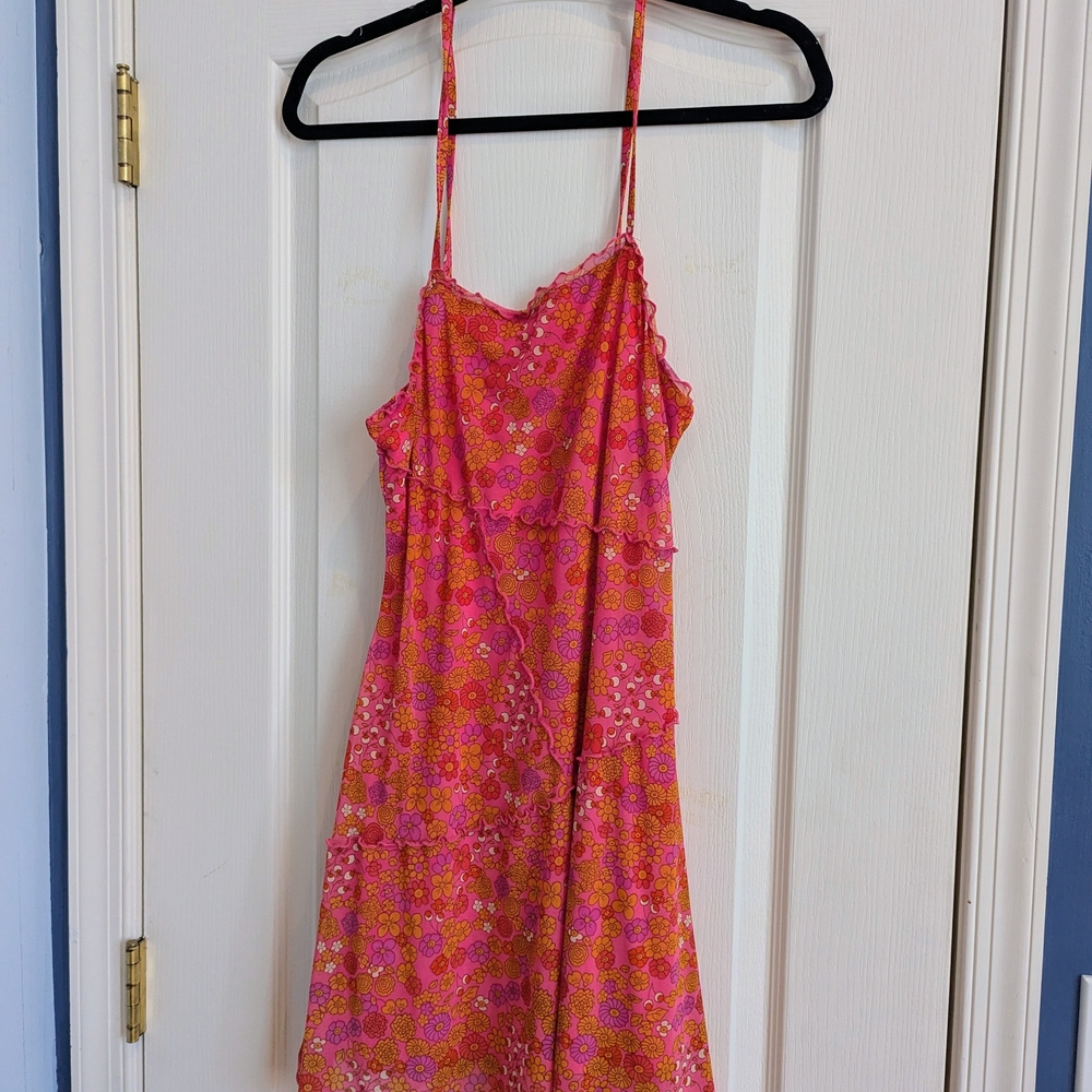 Wild Fable Vibrant Pink and Orange Floral Blouse